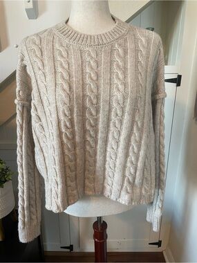 DISSH Jolie Oatmeal Cable Knit Pullover Sweater Small Cotton Wool Blend